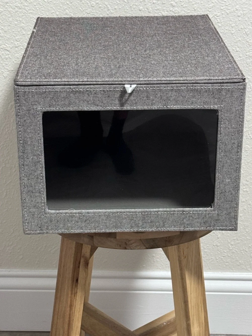 The Container Store Cambridge Drop-Front Shirt Box Grey Linen